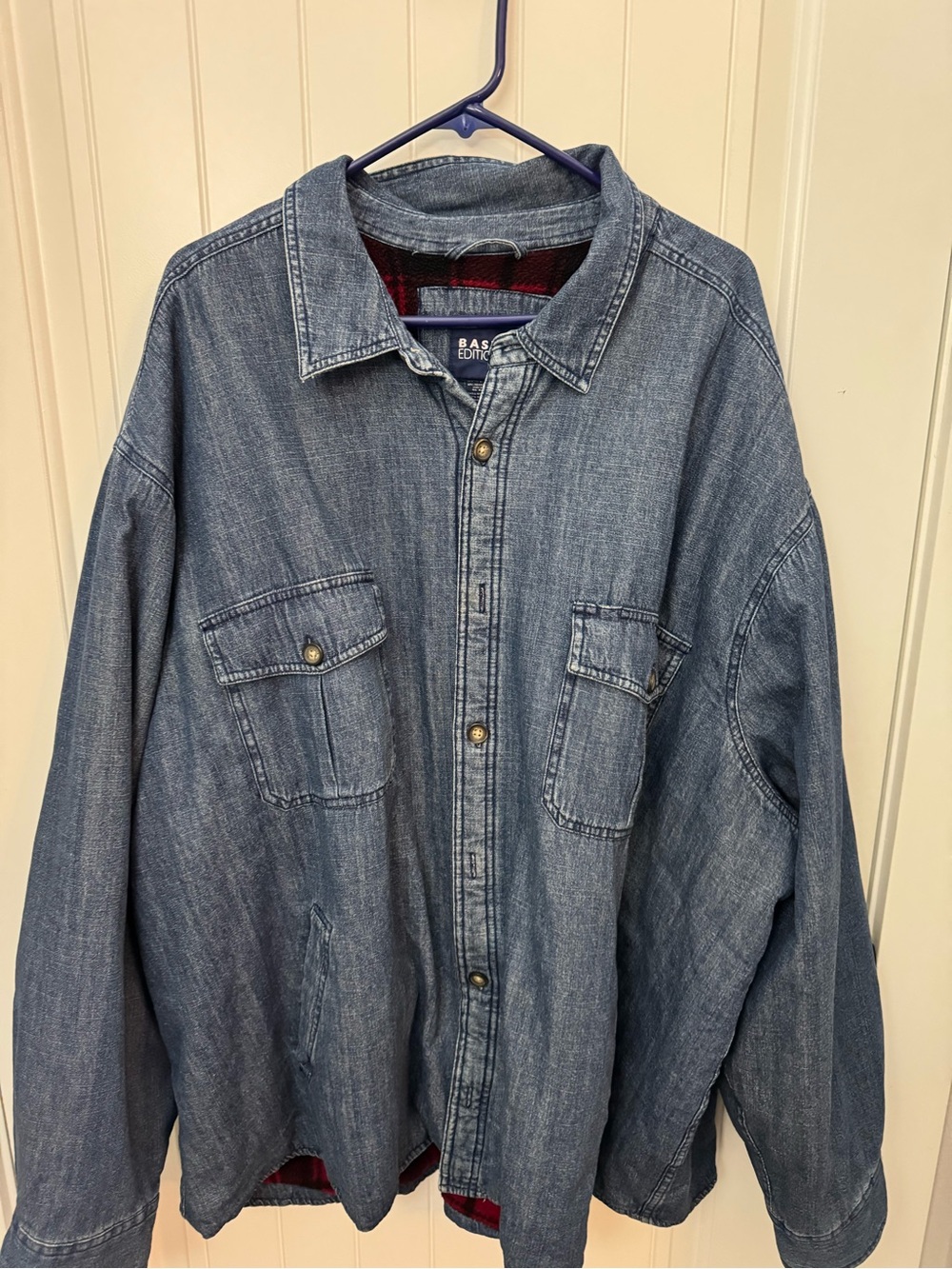 Men's D Vintage Basic Editions Denim Flannel Lined Shirt Jacket Shacket 4X